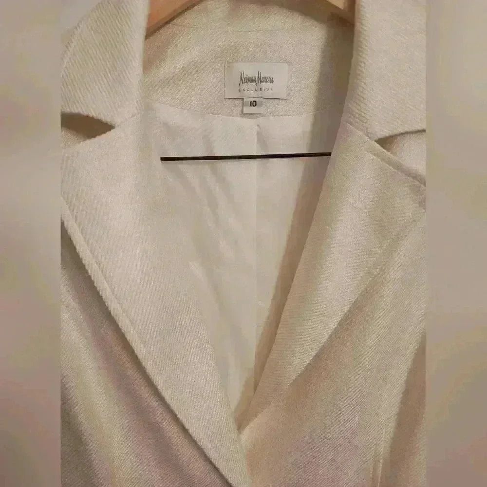 Vintage Neiman Marcus Cream Silk Blazer Size 10 - Picture 3 of 5